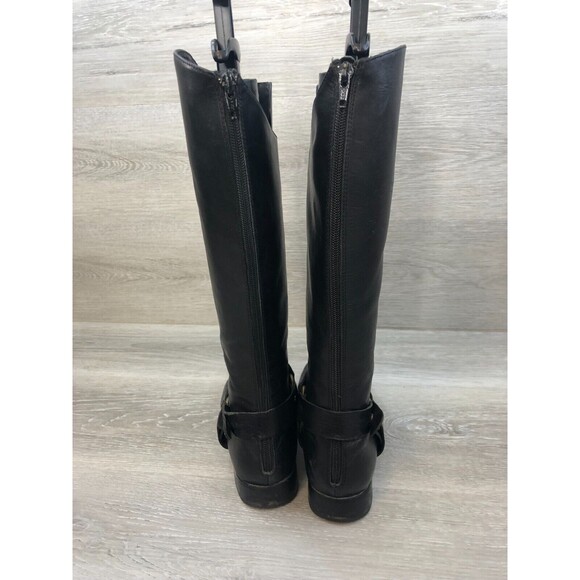 Charles David Women's US 8B Black Leather Back Zipper Square Toe Riding Boot - Picture 3 of 11